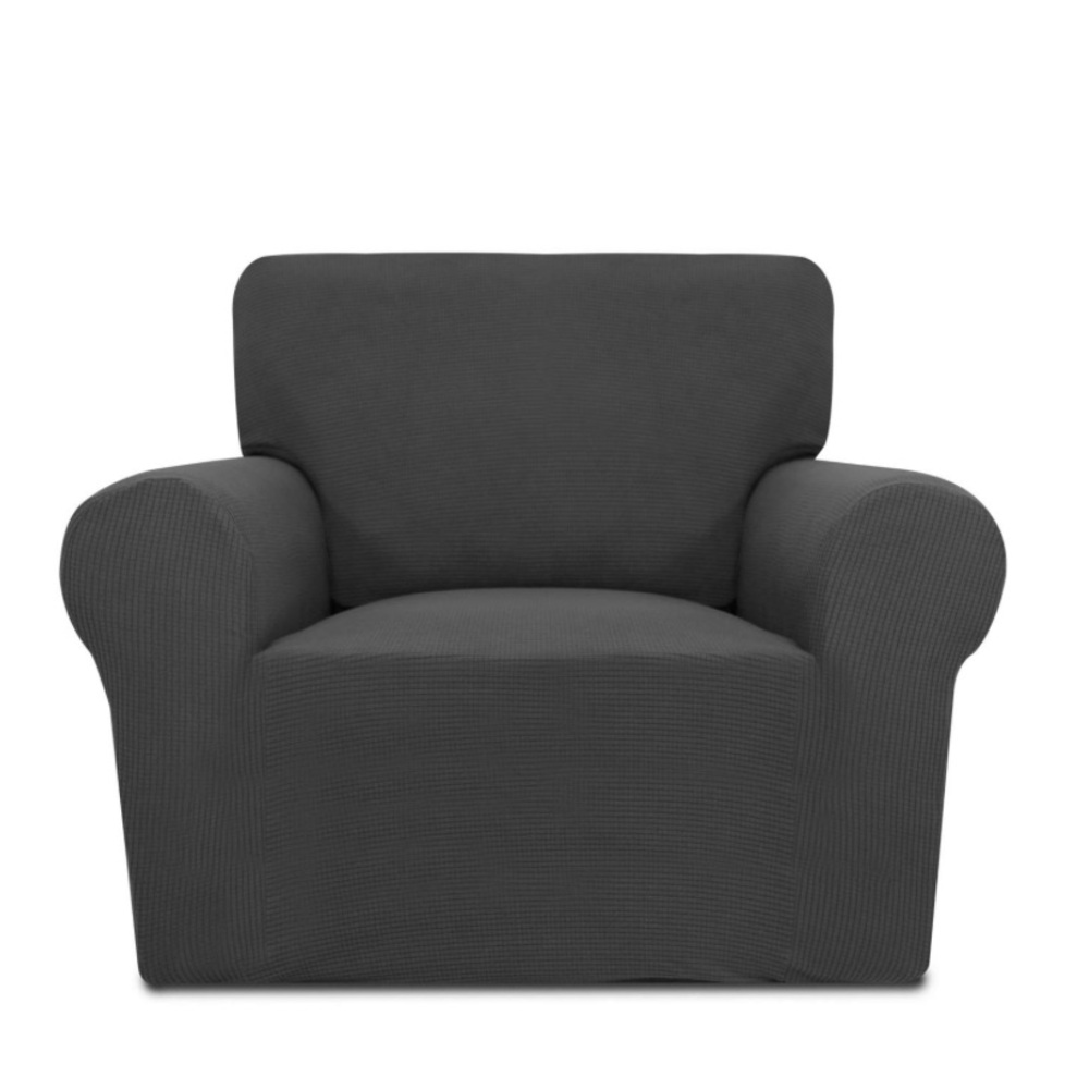 Dark Gray Stretch Spandex Jacquard Armchair Slipcover